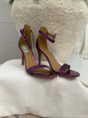 Wild Pair Purple Glitter Ankle-Strap High Heels